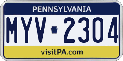 PA license plate MYV2304