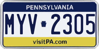 PA license plate MYV2305