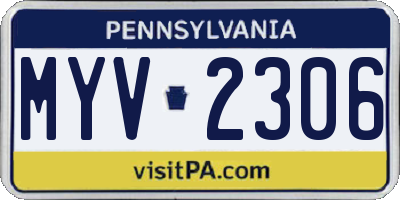 PA license plate MYV2306