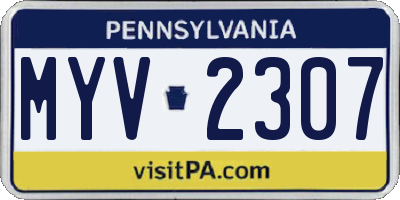 PA license plate MYV2307
