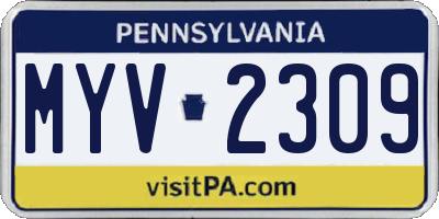 PA license plate MYV2309