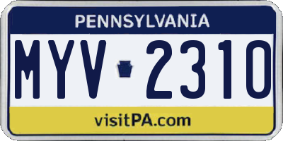 PA license plate MYV2310