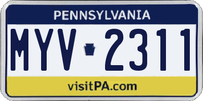 PA license plate MYV2311