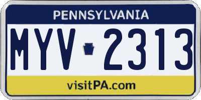 PA license plate MYV2313