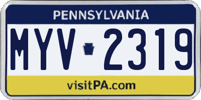 PA license plate MYV2319