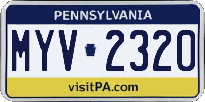PA license plate MYV2320