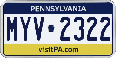 PA license plate MYV2322