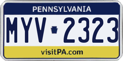 PA license plate MYV2323