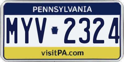PA license plate MYV2324