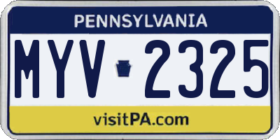 PA license plate MYV2325