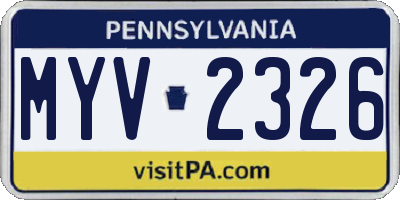 PA license plate MYV2326
