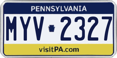 PA license plate MYV2327