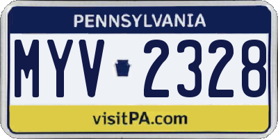 PA license plate MYV2328