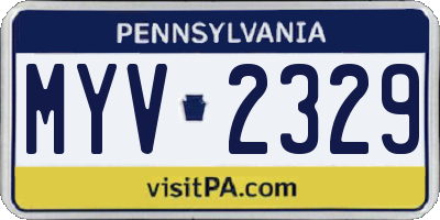 PA license plate MYV2329