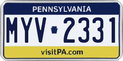 PA license plate MYV2331