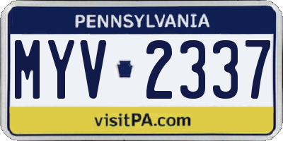 PA license plate MYV2337
