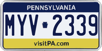 PA license plate MYV2339