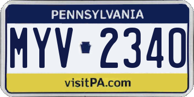PA license plate MYV2340