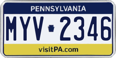 PA license plate MYV2346