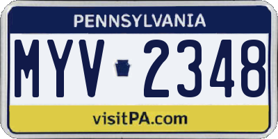 PA license plate MYV2348
