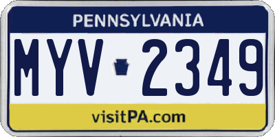 PA license plate MYV2349