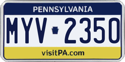 PA license plate MYV2350