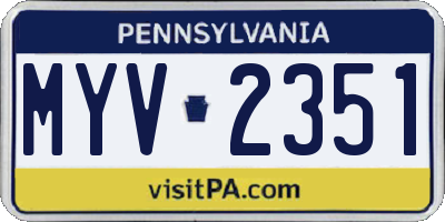 PA license plate MYV2351