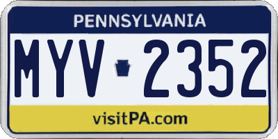 PA license plate MYV2352