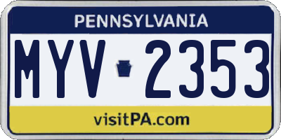 PA license plate MYV2353