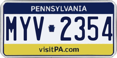 PA license plate MYV2354