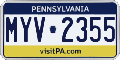 PA license plate MYV2355