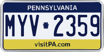 PA license plate MYV2359