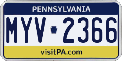 PA license plate MYV2366