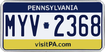 PA license plate MYV2368