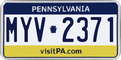 PA license plate MYV2371