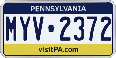 PA license plate MYV2372