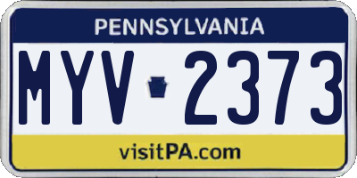 PA license plate MYV2373
