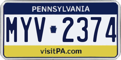 PA license plate MYV2374