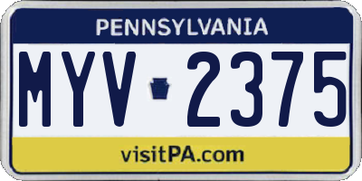 PA license plate MYV2375