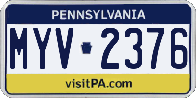 PA license plate MYV2376