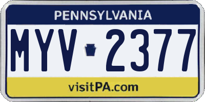 PA license plate MYV2377