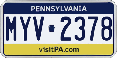 PA license plate MYV2378