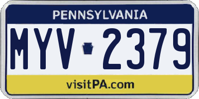 PA license plate MYV2379