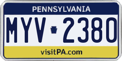 PA license plate MYV2380