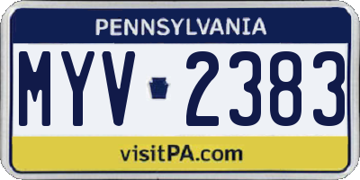 PA license plate MYV2383
