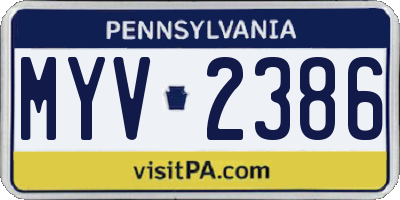 PA license plate MYV2386