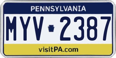 PA license plate MYV2387