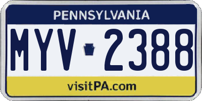 PA license plate MYV2388
