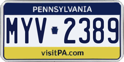 PA license plate MYV2389