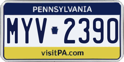 PA license plate MYV2390